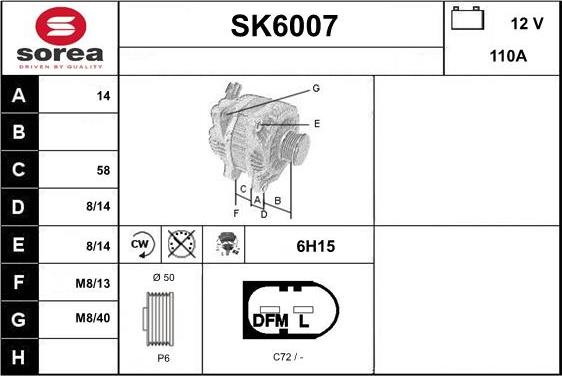 Sera SK6007 - Alternator autospares.lv