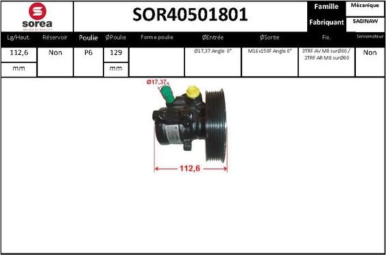 Sera SOR40501801 - Hydraulic Pump, steering system autospares.lv