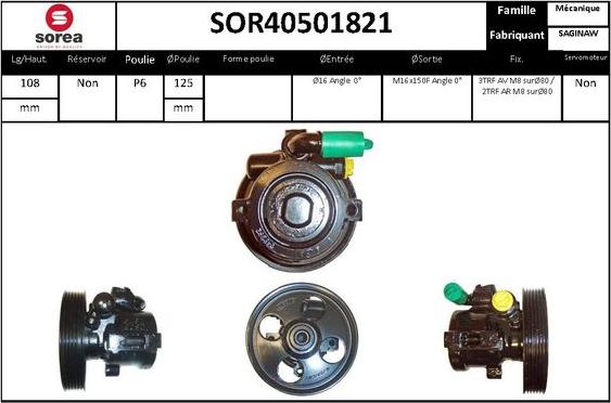 Sera SOR40501821 - Hydraulic Pump, steering system autospares.lv