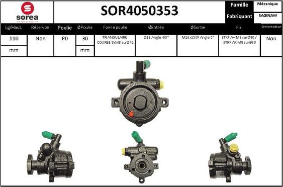 Sera SOR4050353 - Hydraulic Pump, steering system autospares.lv