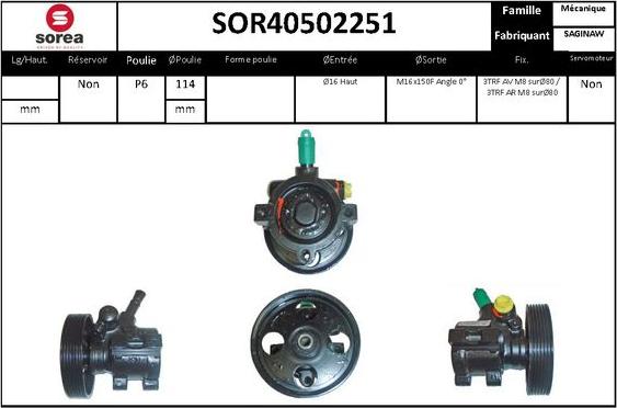 Sera SOR40502251 - Hydraulic Pump, steering system autospares.lv