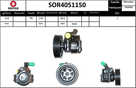 Sera SOR4051150 - Hydraulic Pump, steering system autospares.lv