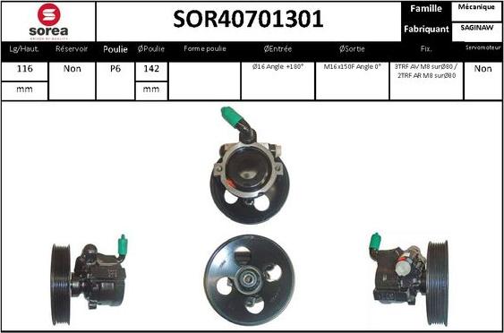 Sera SOR40701301 - Hydraulic Pump, steering system autospares.lv