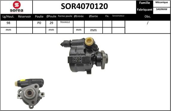 Sera SOR4070120 - Hydraulic Pump, steering system autospares.lv
