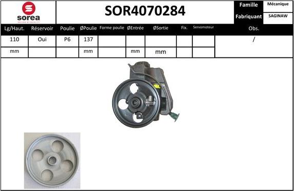 Sera SOR4070284 - Hydraulic Pump, steering system autospares.lv