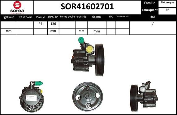 Sera SOR41602701 - Hydraulic Pump, steering system autospares.lv