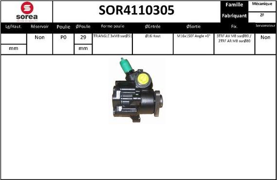 Sera SOR4110305 - Hydraulic Pump, steering system autospares.lv