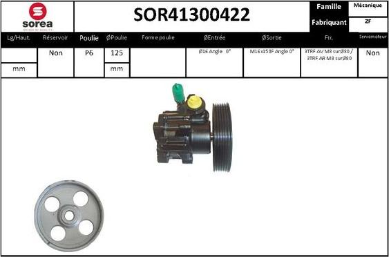 Sera SOR41300422 - Hydraulic Pump, steering system autospares.lv