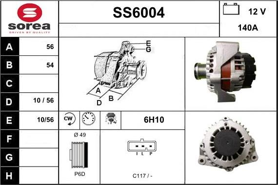 Sera SS6004 - Alternator autospares.lv