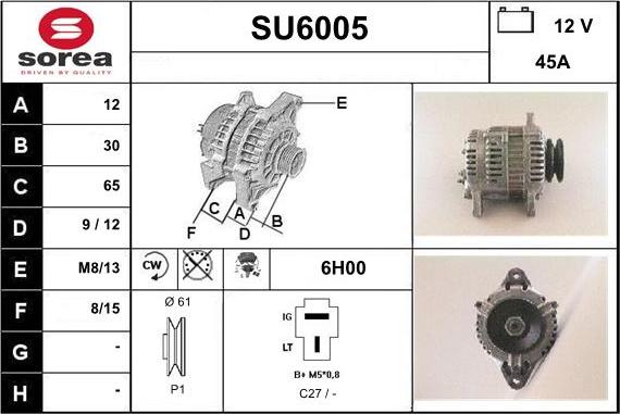 Sera SU6005 - Alternator autospares.lv