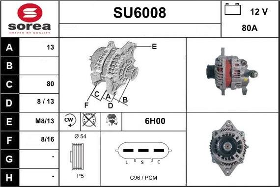 Sera SU6008 - Alternator autospares.lv