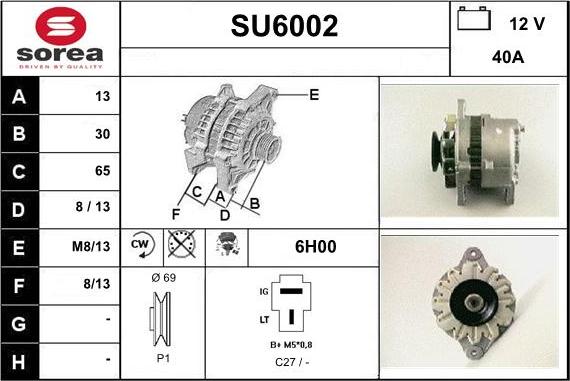 Sera SU6002 - Alternator autospares.lv