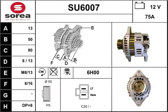 Sera SU6007 - Alternator autospares.lv