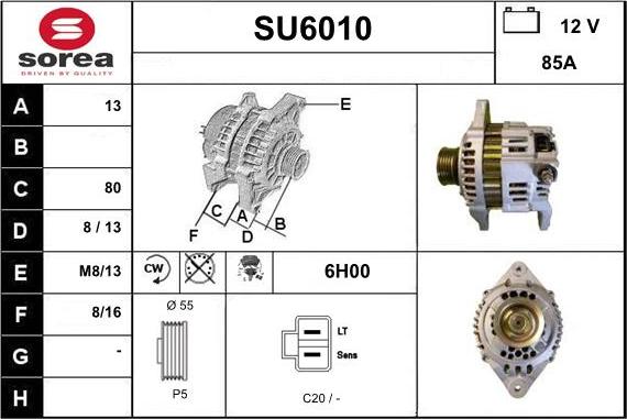 Sera SU6010 - Alternator autospares.lv