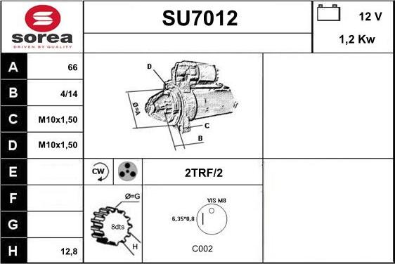 Sera SU7012 - Starter autospares.lv