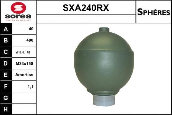 Sera SXA240RX - Suspension Sphere, pneumatic suspension autospares.lv