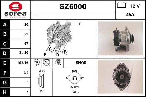 Sera SZ6000 - Alternator autospares.lv