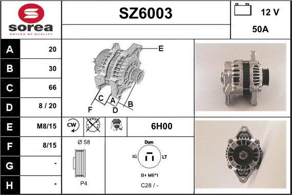 Sera SZ6003 - Alternator autospares.lv