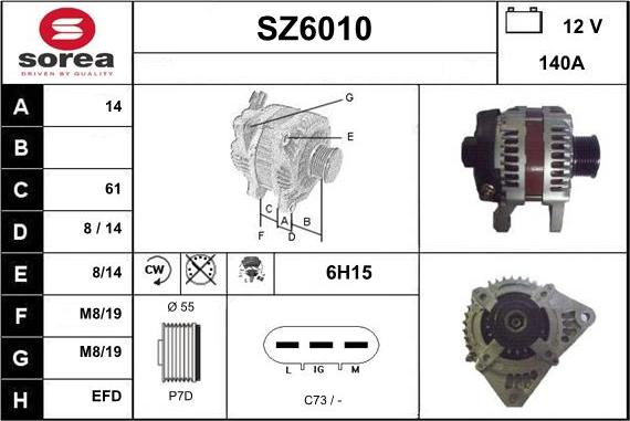 Sera SZ6010 - Alternator autospares.lv