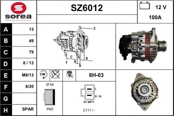 Sera SZ6012 - Alternator autospares.lv