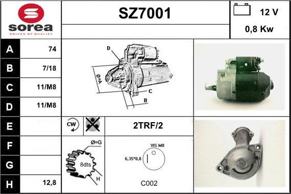 Sera SZ7001 - Starter autospares.lv