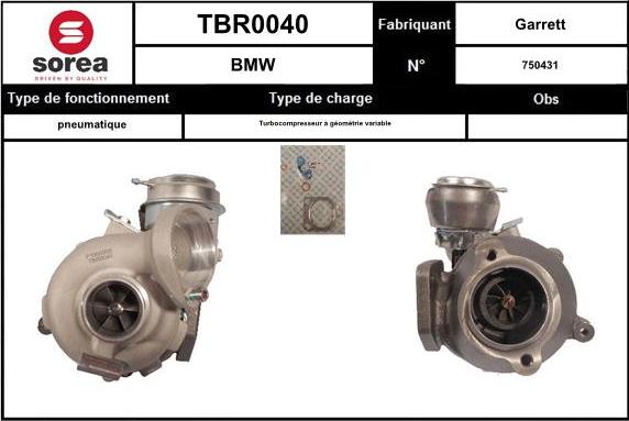 Sera TBR0040 - Charger, charging system autospares.lv