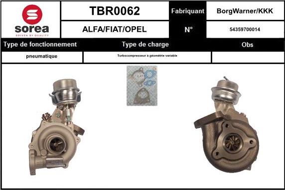 Sera TBR0062 - Charger, charging system autospares.lv