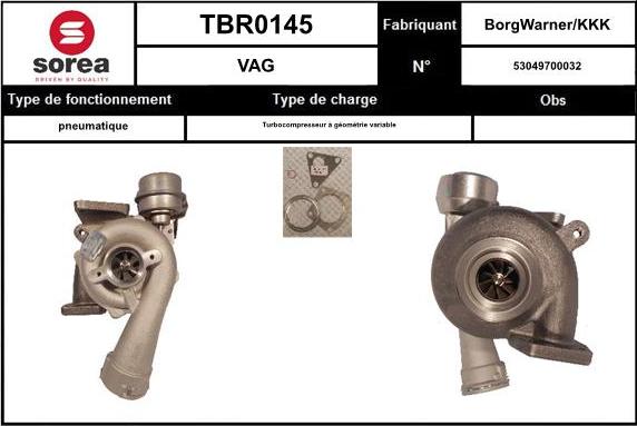 Sera TBR0145 - Charger, charging system autospares.lv