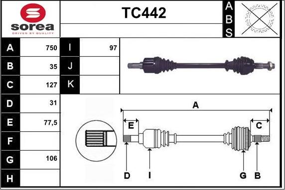 Sera TC442 - Drive Shaft autospares.lv