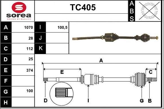 Sera TC405 - Drive Shaft autospares.lv