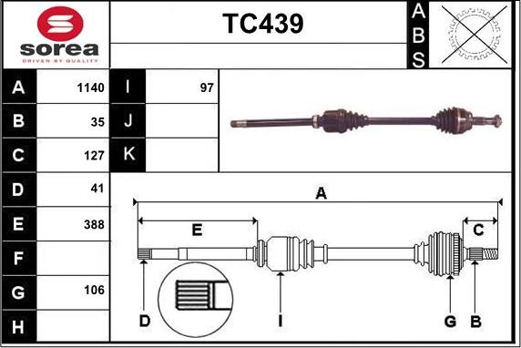 Sera TC439 - Drive Shaft autospares.lv