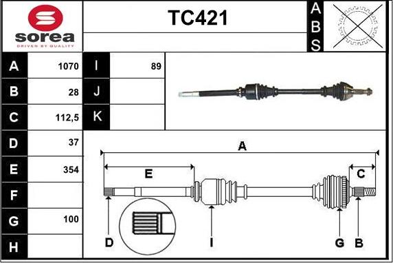 Sera TC421 - Drive Shaft autospares.lv