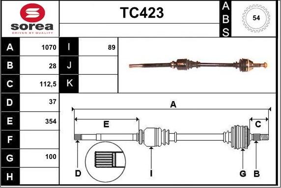 Sera TC423 - Drive Shaft autospares.lv