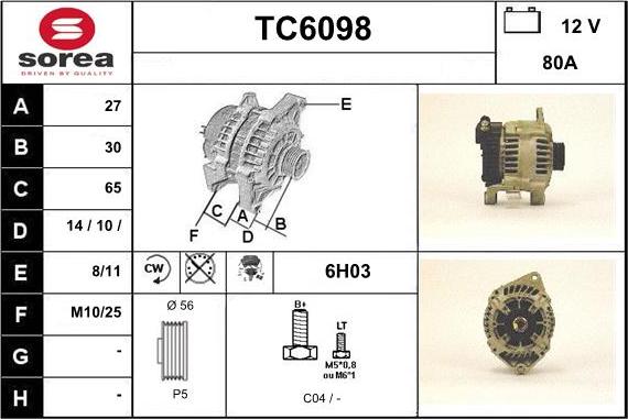 Sera TC6098 - Alternator autospares.lv