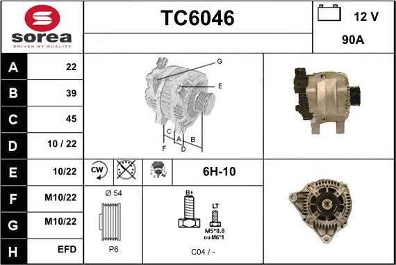 Sera TC6046 - Alternator autospares.lv