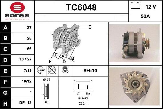 Sera TC6048 - Alternator autospares.lv