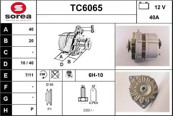 Sera TC6065 - Alternator autospares.lv