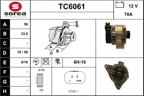 Sera TC6061 - Alternator autospares.lv