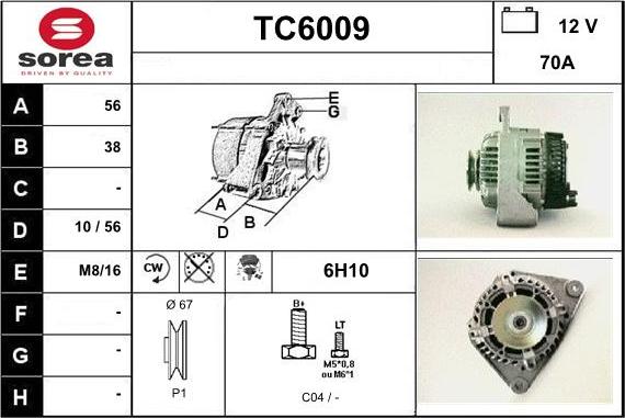 Sera TC6009 - Alternator autospares.lv