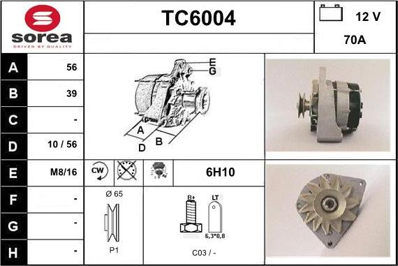 Sera TC6004 - Alternator autospares.lv