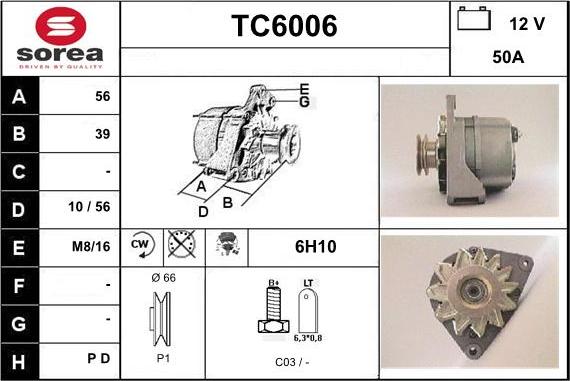 Sera TC6006 - Alternator autospares.lv