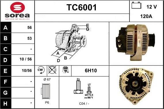 Sera TC6001 - Alternator autospares.lv