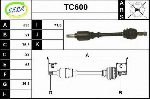 Sera TC600 - Drive Shaft autospares.lv