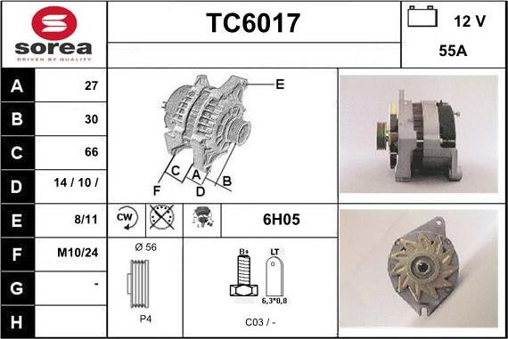 Sera TC6017 - Alternator autospares.lv