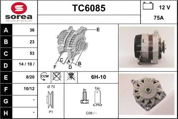 Sera TC6085 - Alternator autospares.lv