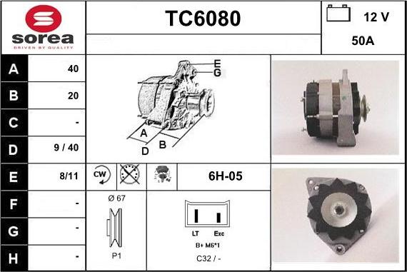 Sera TC6080 - Alternator autospares.lv