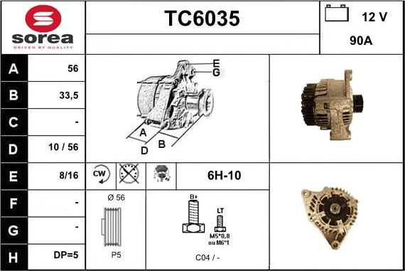 Sera TC6035 - Alternator autospares.lv