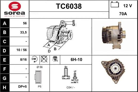 Sera TC6038 - Alternator autospares.lv