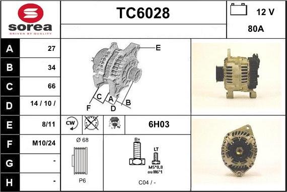 Sera TC6028 - Alternator autospares.lv