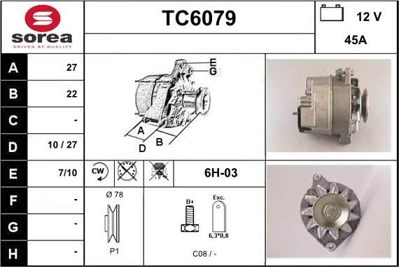 Sera TC6079 - Alternator autospares.lv